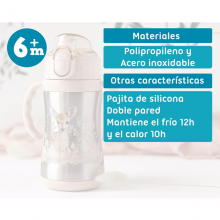 Borraccia in acciaio inox 280ml con Cannuccia Bambini thermos termica 6m+
