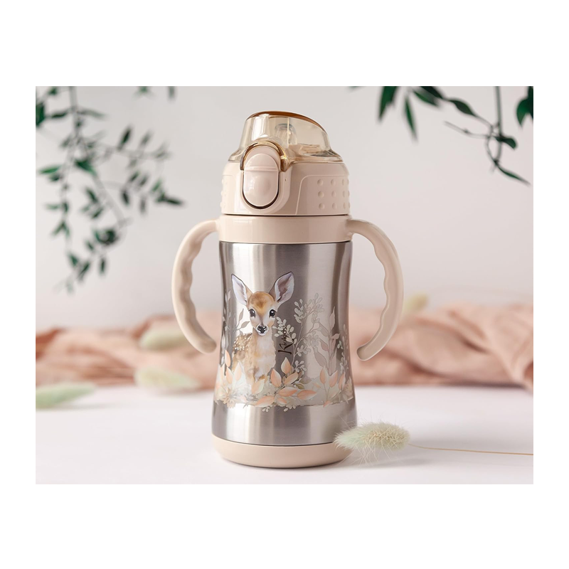 KioKids Borraccia in acciaio inox 280ml con Cannuccia Bambini therm...