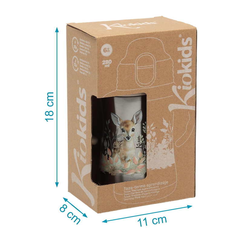 KioKids Borraccia in acciaio inox 280ml con Cannuccia Bambini therm...