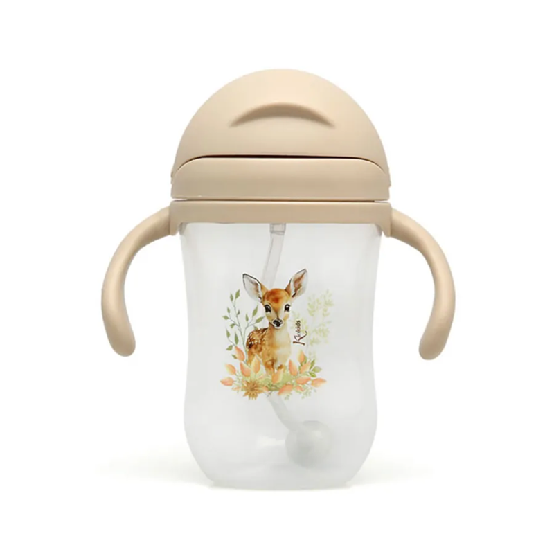Tazza con cannuccia in silicone 300ml per Bambini con manici  6m+ Kiokids