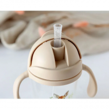 Tazza con cannuccia in silicone 300ml per Bambini con manici  6m+ Kiokids