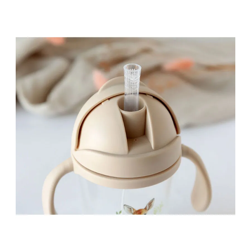 KioKids Tazza con cannuccia in silicone 300ml per Bambini con manic...