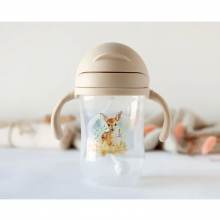 Tazza con cannuccia in silicone 300ml per Bambini con manici  6m+ Kiokids