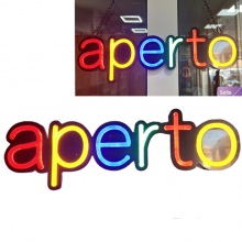 Insegna Luminosa Aperto Colorata LED 40 × 10 cm Bar