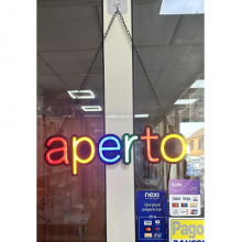 Insegna Luminosa Aperto Colorata LED 40 × 10 cm Bar