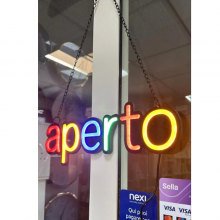 Insegna Luminosa Aperto Colorata LED 40 × 10 cm Bar