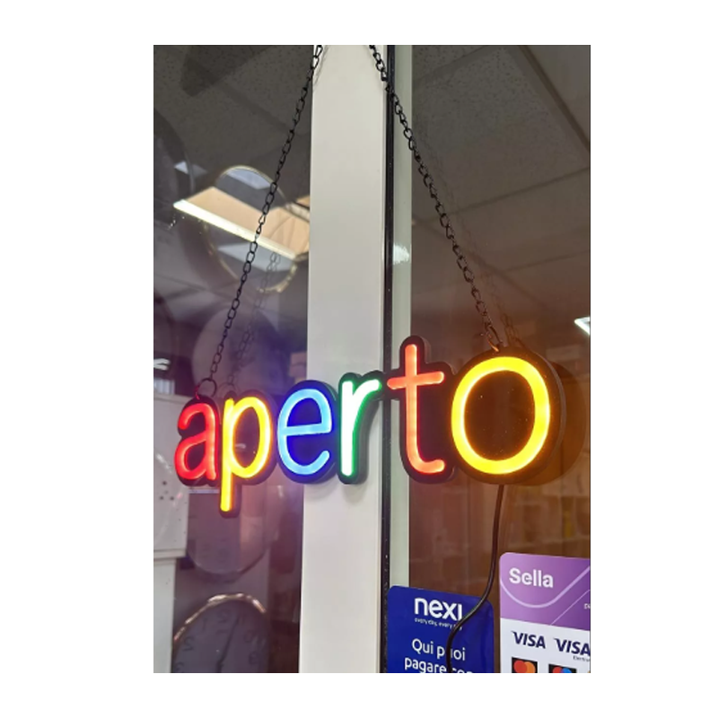Hongu Insegna Luminosa Aperto Colorata LED 40 × 10 cm Bar for categ...