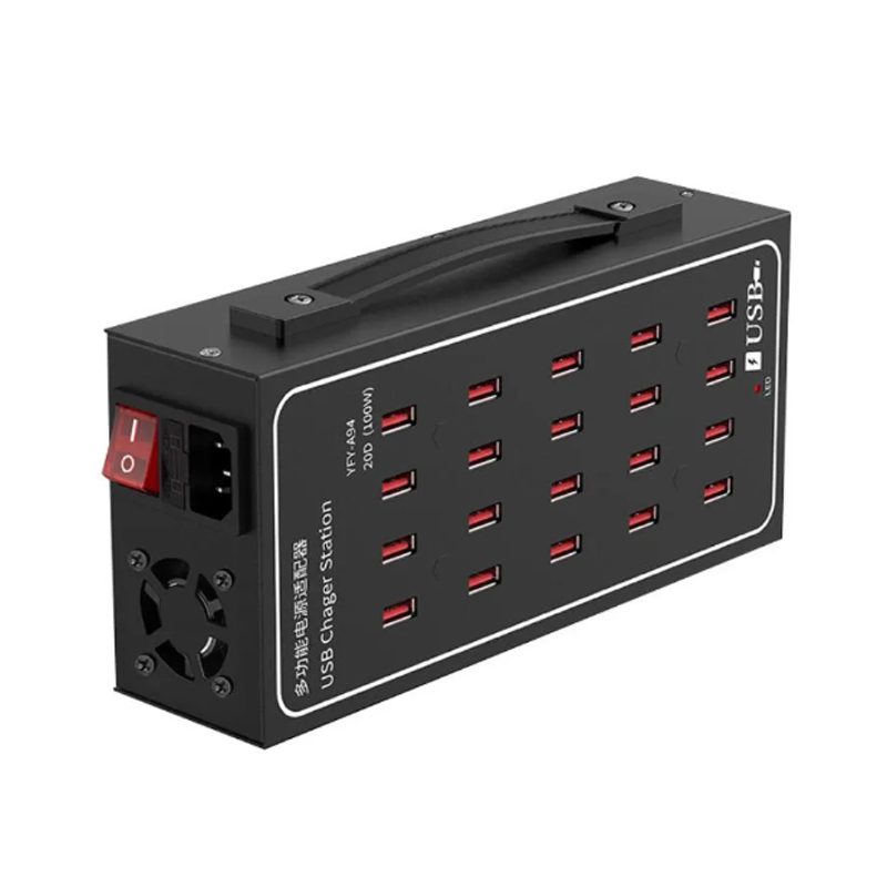 Stazione di Ricarica USB Multipla 20 Porte Caricabatterie veloce Multiporta 100W