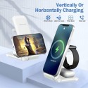 Stazione di Ricarica Wireless 3 in1 QI Smartphone Auricolari Smartwatch type-C
