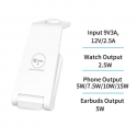 Stazione di Ricarica Wireless 3 in1 QI Smartphone Auricolari Smartwatch type-C