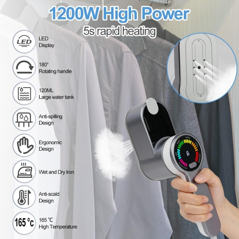 Mini Ferro da stiro a vapore portatile da viaggio 1200 W stirare pi...