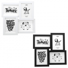 Cornice portafoto multiplo da muro e parete porta 4 foto 3D bianco nero collage