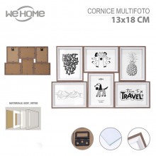 Cornice portafoto multiplo da muro e parete porta 6 foto collage MDF e vetro
