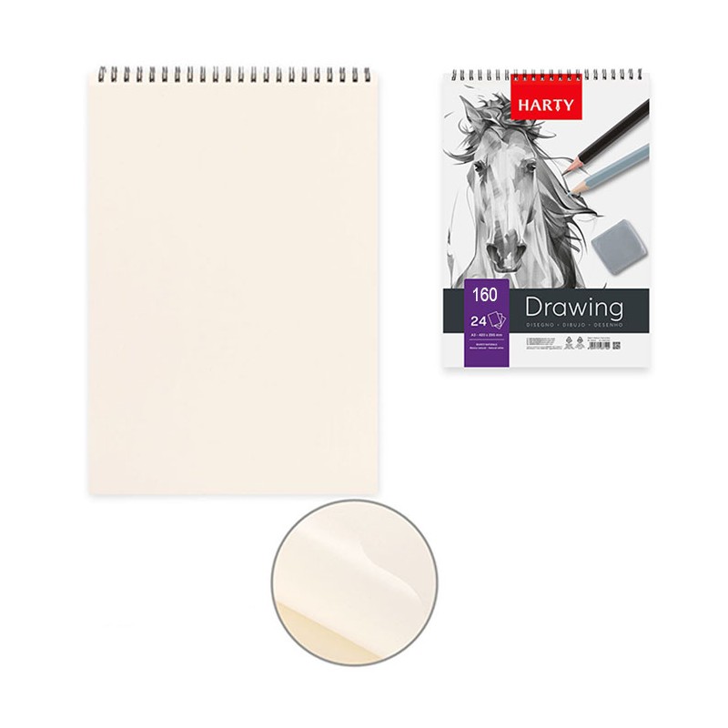Sketchbook A4 album per schizzi da Disegno 6PZ da 24 fogli 160gm Spiralato