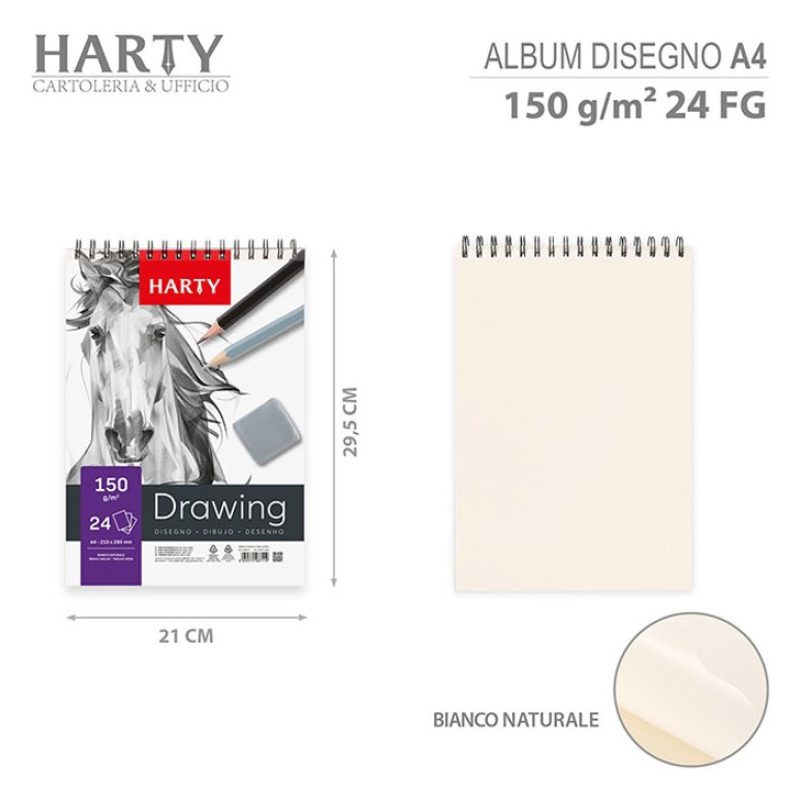 Harty Sketchbook A4 album per schizzi da Disegno 6PZ da 24 fogli 16...