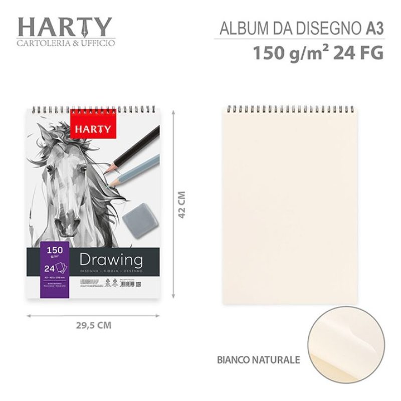 Harty Sketchbook A3 album per schizzi da Disegno 3PZ da 24 fogli 16...