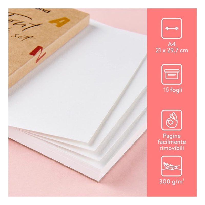 Harty Blocco Carta per Colori Acrilici Album A4 6PZ da 15 fogli 300...