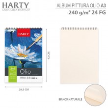 Blocco Carta per colori ad Olio Album A3 3PZ da 24 fogli 240gm pittura spiralato