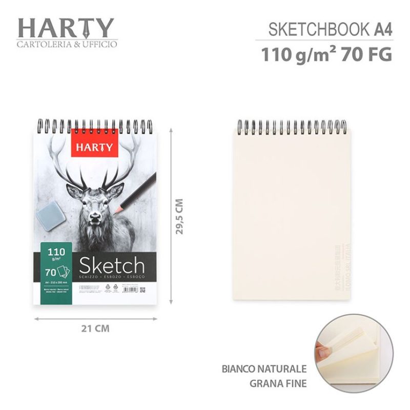 Harty Sketchbook A4 album per schizzi bozzetti Disegno 6 blocchi da...
