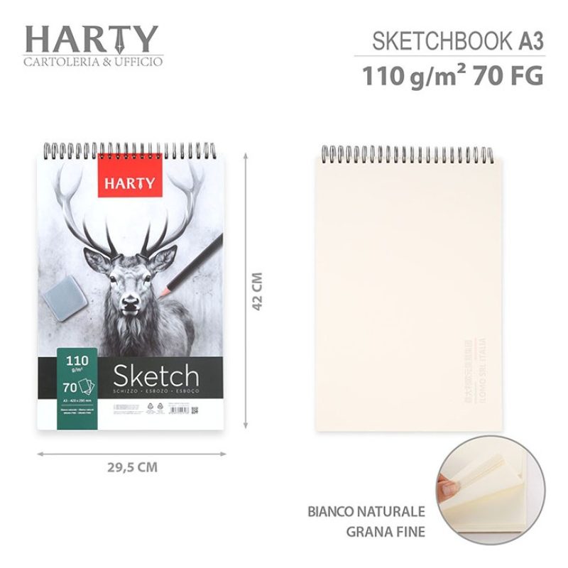 Harty Sketchbook A4 album per schizzi bozzetti Disegno 6 blocchi da...