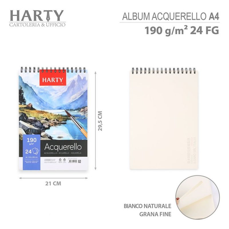 Harty Blocco carta acquerello album A4 schizzi Disegno 6PZ da 24 fo...