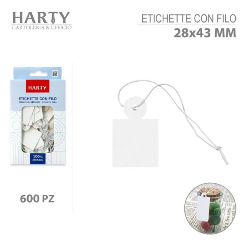 Harty 600/1200 etichette con filo segnaprezzo bianco negozio prezzi...