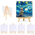 4 pezzi Mini Cavalletto con Tela Pittura Piccolo Cavalletto in Legno 25x35 cm