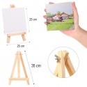 4 pezzi Mini Cavalletto con Tela Pittura Piccolo Cavalletto in Legno 25x35 cm