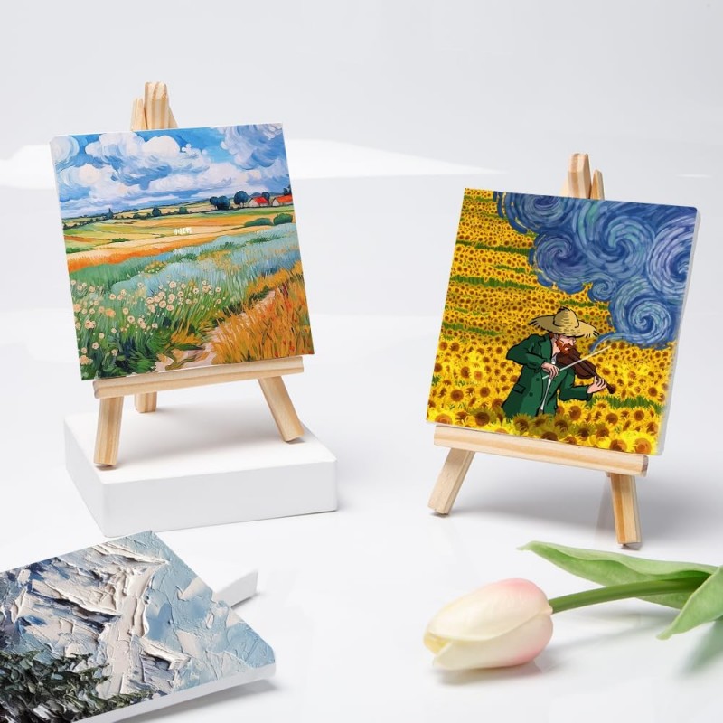 Harty 4 pezzi Mini Cavalletto con Tela Pittura Piccolo Cavalletto i...