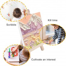 4 pezzi Mini Cavalletto con Tela Pittura Piccolo Cavalletto in Legno 25x35 cm