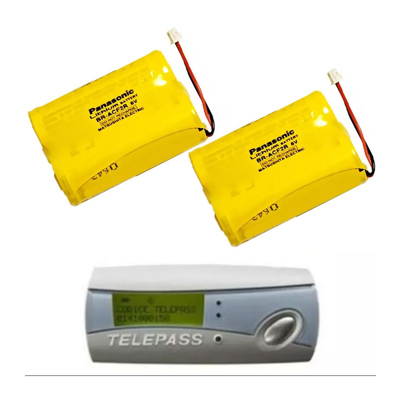 2x Batteria Pila di ricambio per TELEPASS TR Panasonic BR-ACF2R 6V 2200mAh