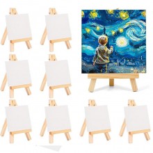 Mini Cavalletto da Pittore 9 PEZZI in Legno con Tela Stand espositore 15x20 cm