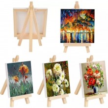 Mini Cavalletto da Pittore 9 PEZZI in Legno con Tela Stand espositore 15x20 cm