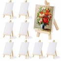 9 pezzi Mini Cavalletto con Tela Pittura Piccolo Cavalletto in Legno 15x30 cm