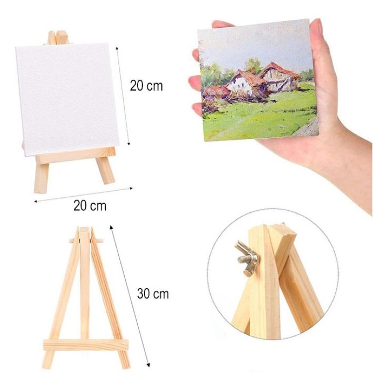 Harty 4 pezzi Mini Cavalletto con Tela Pittura Piccolo Cavalletto i...