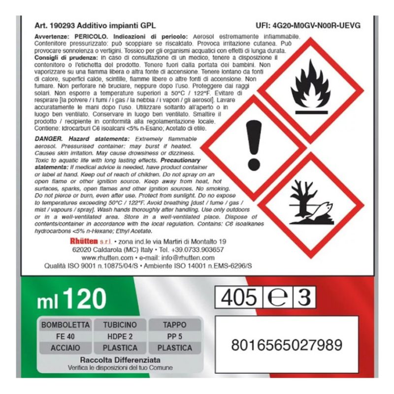 Rhutten 2xAdditivo Iniettori GPL Pulitore Impianti Auto Rhutten Con...