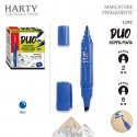 Pennarello Permanente Indelebile 12PZ marcatore plastica blu doppia punta
