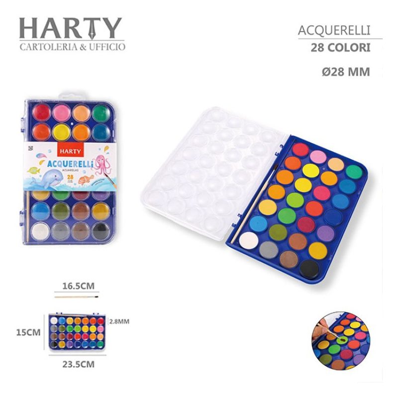 Harty Kit Acquarelli per bambini in tavolozza set da 28 colori per ...