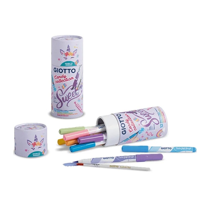 Giotto Candy Collection Turbo Soft 12 pennarelli punta a pennello acquerellabili