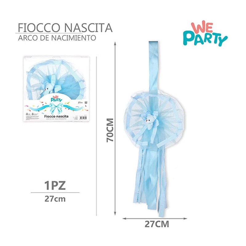 Fiocco nascita ghirlanda coccarda bimbo bimba fuoriporta decorazione 70 cm