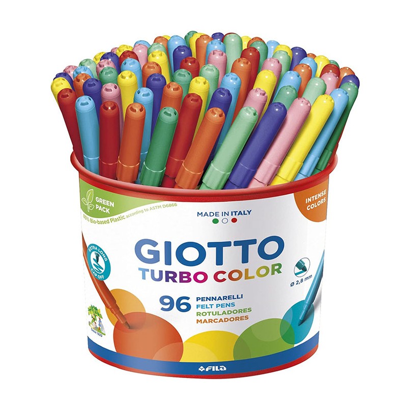 Pennarelli Giotto Turbo color 96 pz punta fine 2.8mm colori assortiti base acqua