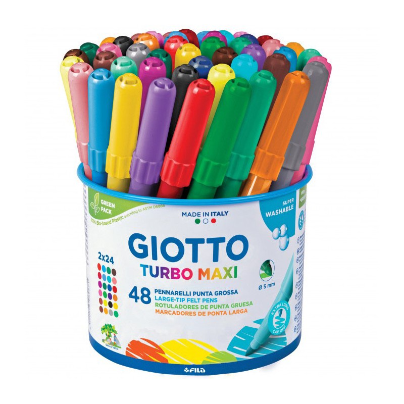 Pennarelli Giotto Turbo MAXI 48 pz punta grossa 5mm colori assortiti Fila