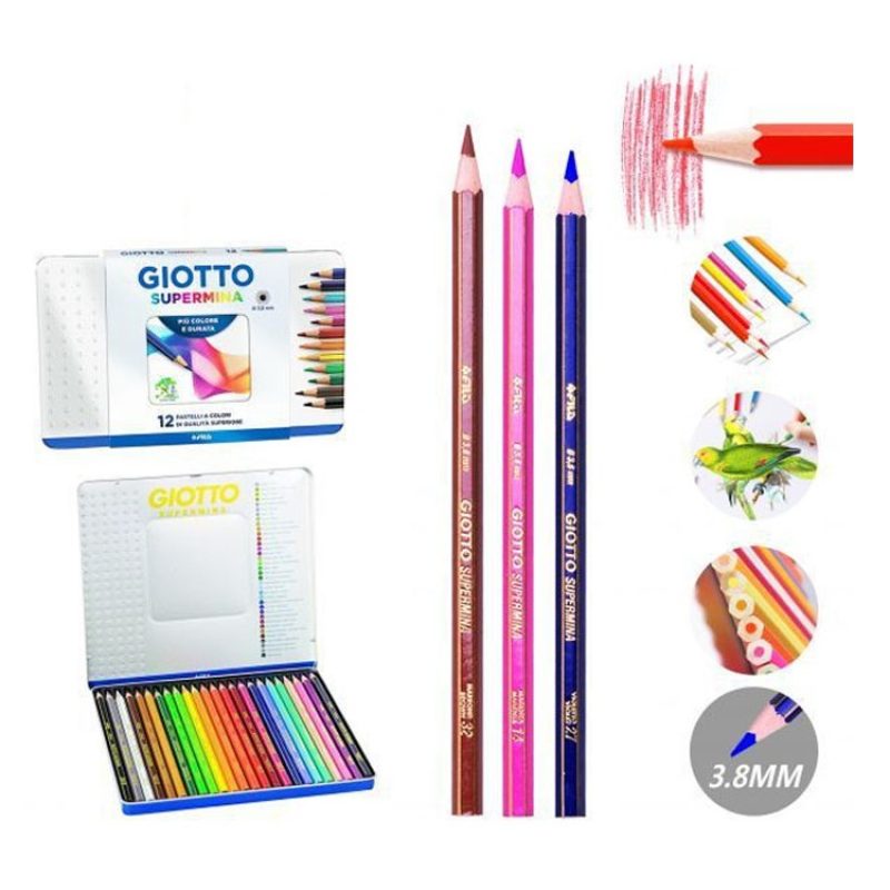Giotto Matite Colorate FILA GIOTTO Supermina 12 Colori in Astuccio ...