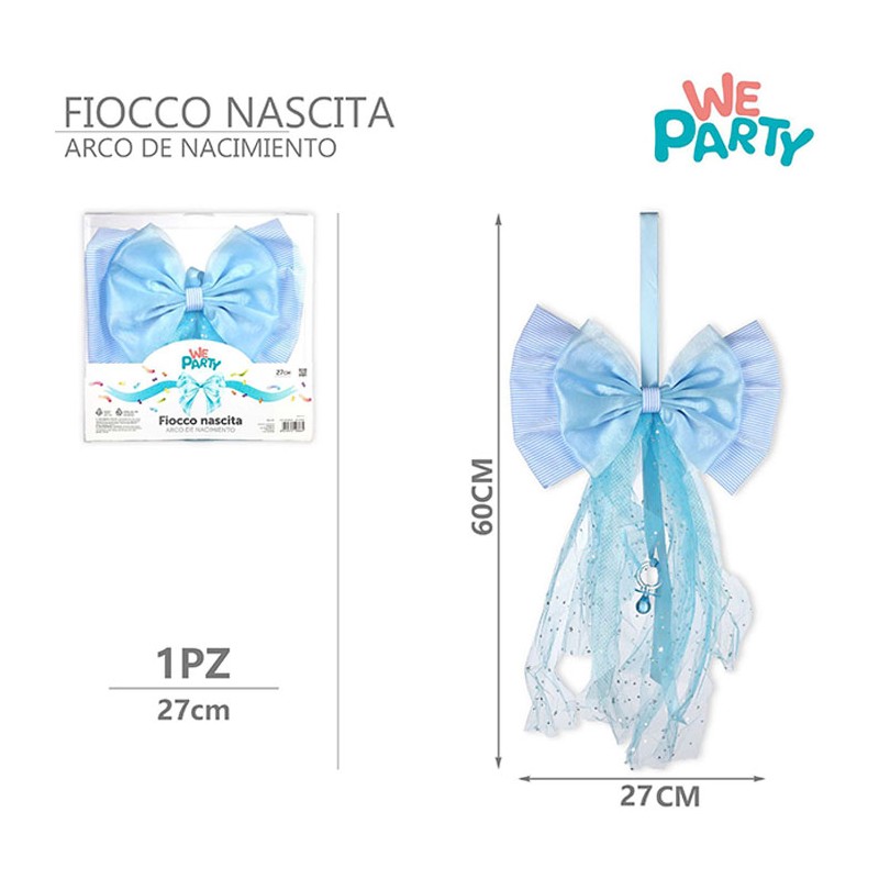 Fiocco nascita ghirlanda coccarda bimbo bimba fuoriporta decorazione 60 cm