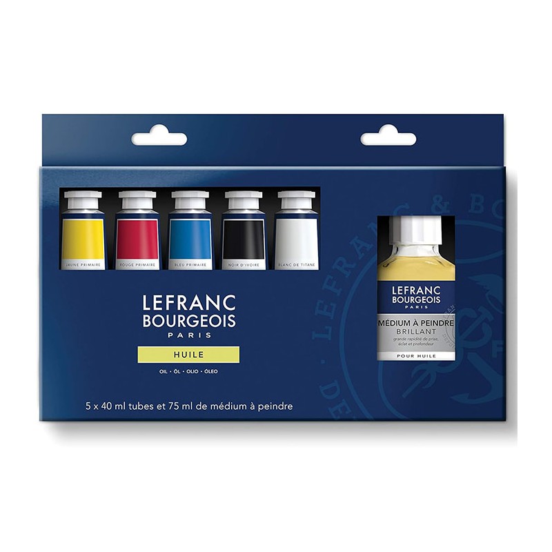 Set per Pittura Ad Olio 5 colori fine a Base Olio LEFRANC&BOURGEOIS + medium arte