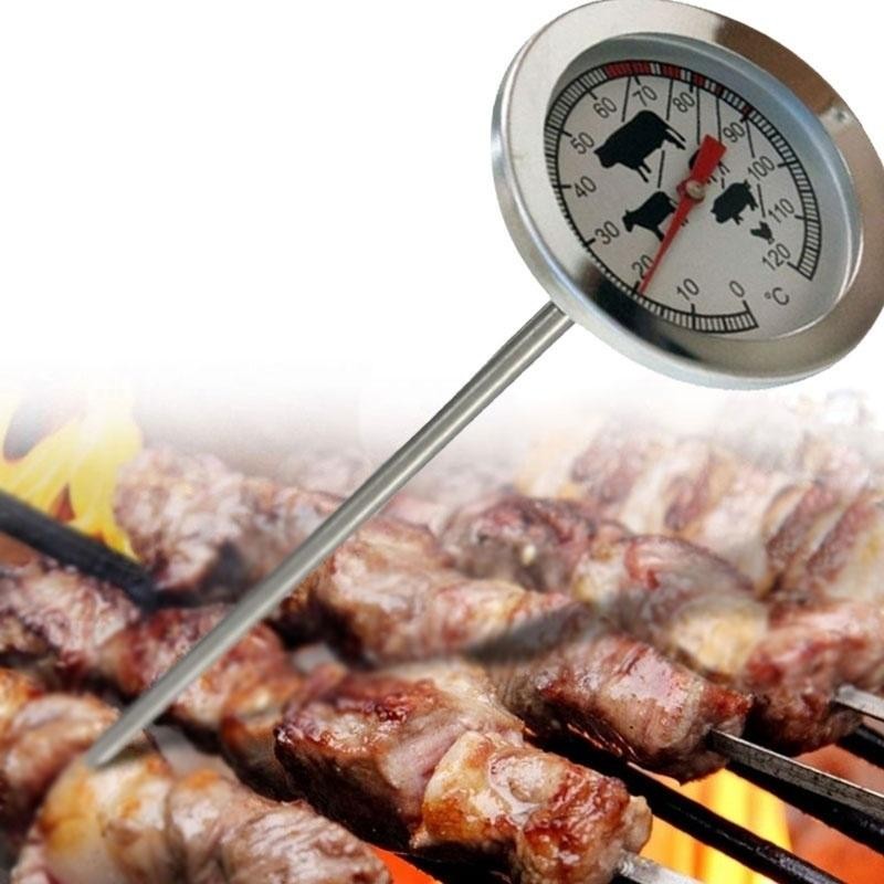 Termometro per carne in acciaio inox 0-120°C alimenti bbq cucinare a temperatura