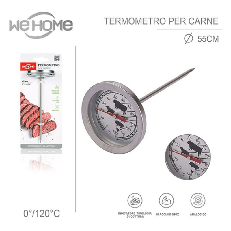 WeHome Termometro per carne in acciaio inox 0-120°C alimenti bbq cu...