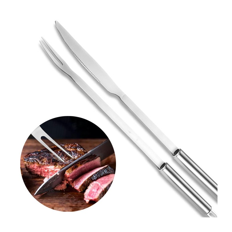 Set utensili barbecue attrezzi grill in acciaio inox forchettone coltello BBQ
