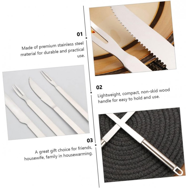 WeHome Set utensili barbecue attrezzi grill in acciaio inox forchet...