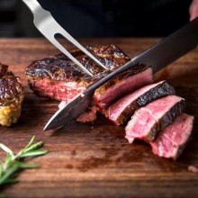 Set utensili barbecue attrezzi grill in acciaio inox forchettone coltello BBQ